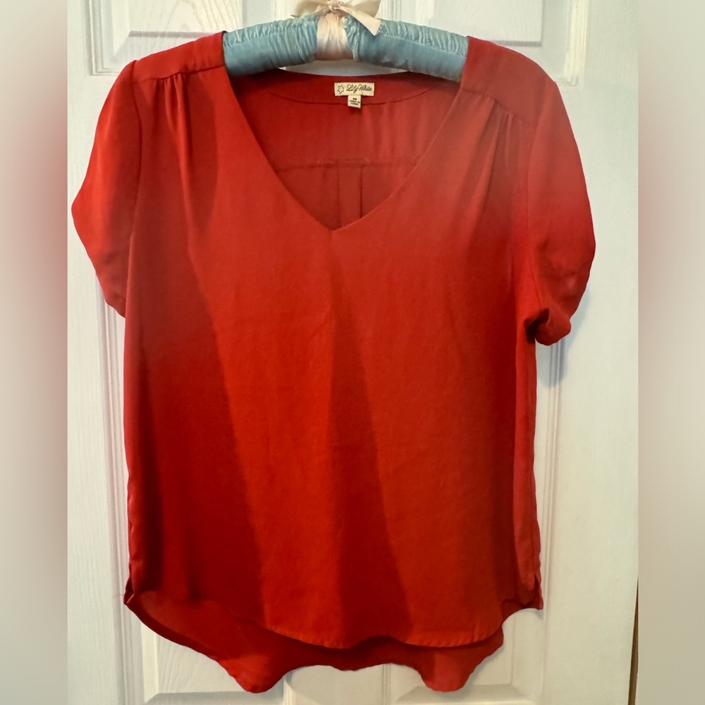 Lily white short sleeve orange blouse